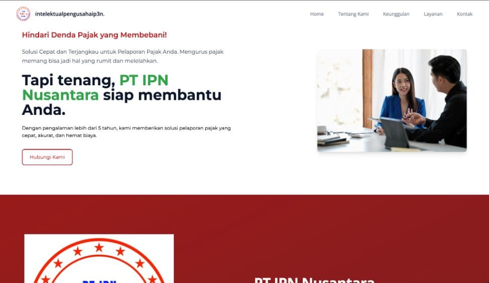 Landing Page Biro Jasa Legalitas - Landing page modern untuk menampilkan layanan legalitas dan perpajakan dengan desain bersih dan resp